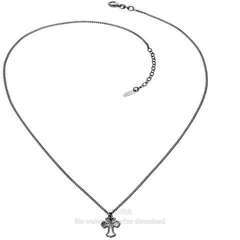 Unisex-Collana AMEN in Argento 925 mit Madreperla Grigia e Rodio Nero, Scatola e Garanzia, CLNMPG1