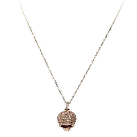 AMEN Collana Campanella in Argento 925 Rosé | Gioiello Elegante Made in Italy con Confezione Ufficiale, CLPBZRC