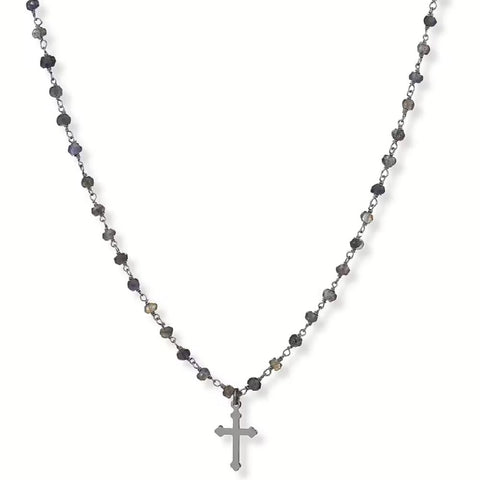 AMEN Collana Rosario Donna in Argento 925 – Croce Religiosa, Elegante e Raffinata, IO70NCR