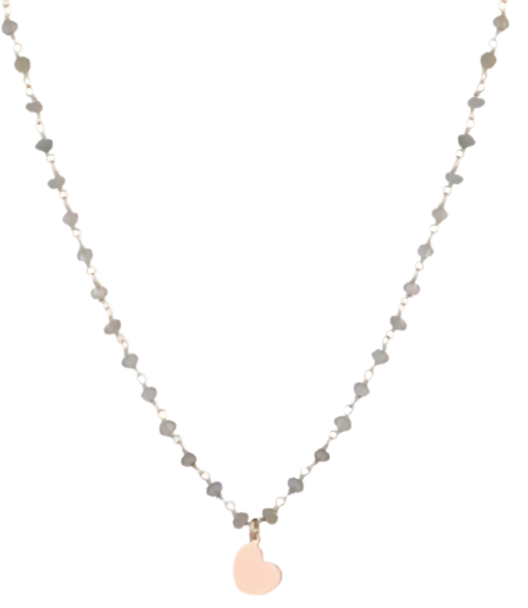 AMEN Collana Donna 70 cm – Argento Placcato Oro Rosa con Labradorite, Elegante e Raffinata, LA70RCU
