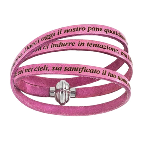 AMEN Bracciale Unisex in Pelle Fucsia | Elegante e Regolabile | Accessorio Moderno e Raffinato, PNIT04-60