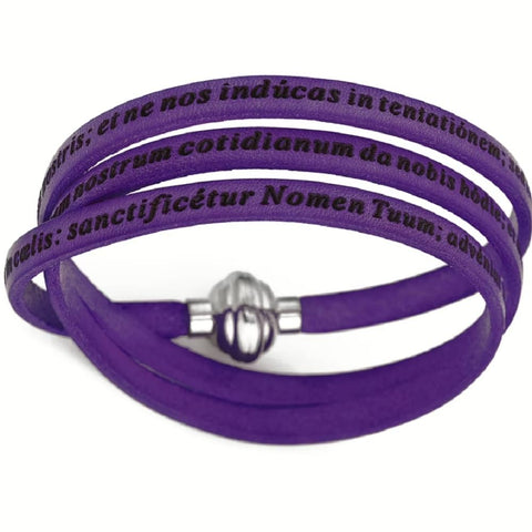 AMEN Bracciale Donna Pelle Latin Our Father con Chiusura Magnetica - Gioiello Religioso Elegante, PNLA09