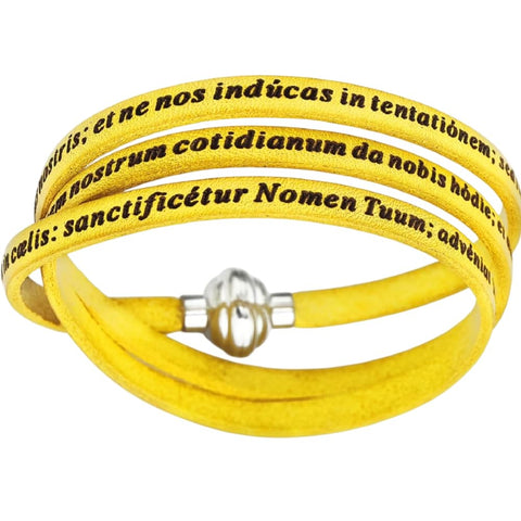 Amen Bracciale Donna in Pelle Padre Nostro Latino, Gioiello Religioso Elegante per Fede e Stile, PNLA11