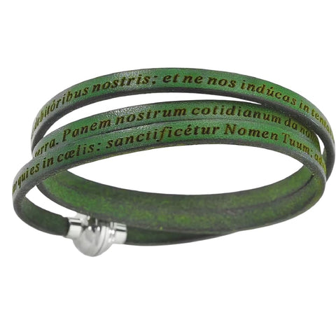 Amen Bracciale Donna in Pelle e Argento 925, Collezione Padre Nostro, Gioiello Religioso Elegante, PNLA21