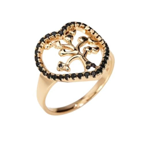 Amen Anello Donna Tree of Life in Argento 925 con Zirconi, Simbolo Albero della Vita e Cuore, Gioiello Elegante, RTL1RN