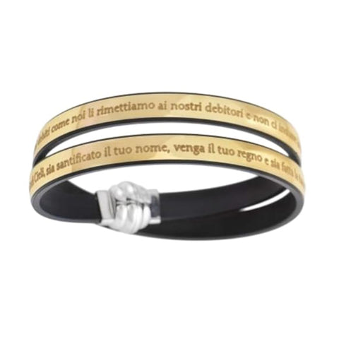 AMEN Bracciale PVC Giallo con Preghiera Padre Nostro Gioiello Religioso Unisex, TPNIT19