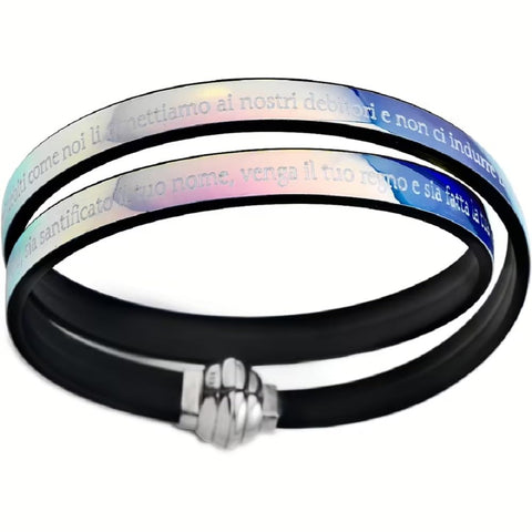 AMEN Bracciale Donna 36 cm in Argento 925 e Pelle con Chiusura Magnetica – Accessorio Elegante e Raffinato, TPNIT28-36